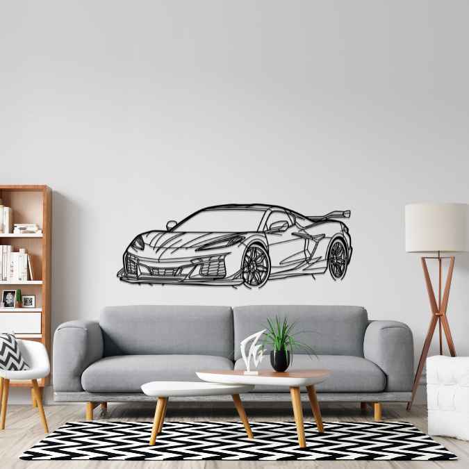 Corvette C8 2024 Angle Silhouette Wall Art