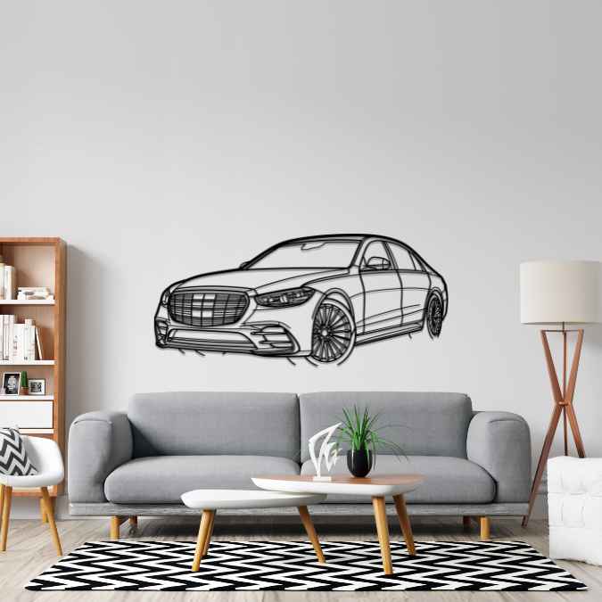 S Class W223 2021 Angle Silhouette Wall Art