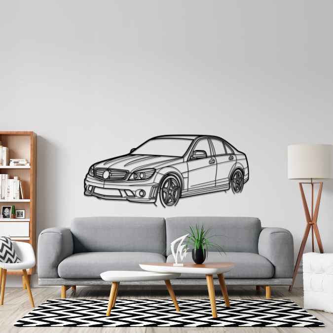 C63 AMG 2009 Angle Silhouette Wall Art