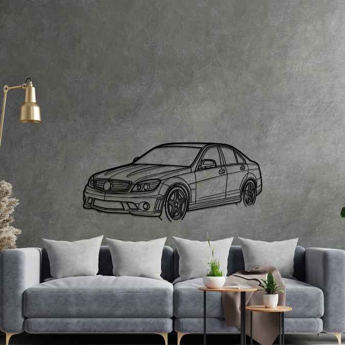 C63 AMG 2009 Angle Silhouette Wall Art