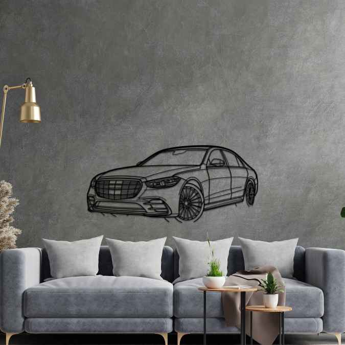 S Class W223 2021 Angle Silhouette Wall Art
