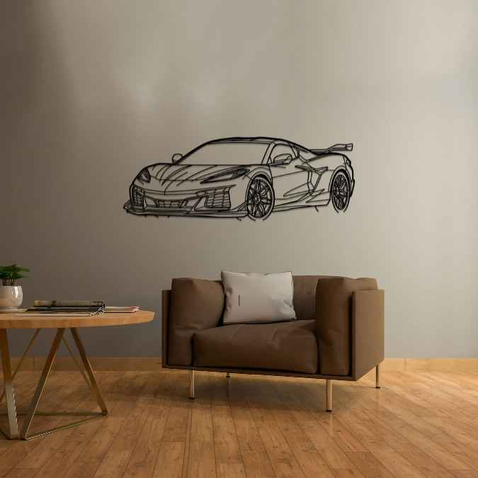 Corvette C8 2024 Angle Silhouette Wall Art